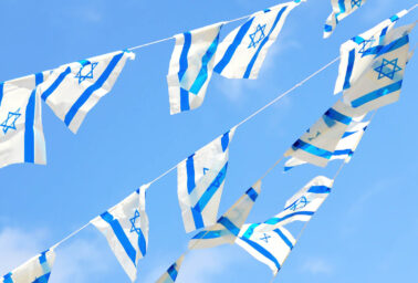 Israeli flags.