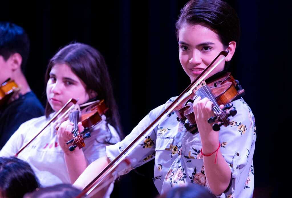 Students performing at a recital at the Kaplen JCC on the Palisades.